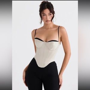 HOUSE OF CB 'Luette' Beige Satin Underwired Corset /Size S-US 4-6